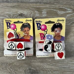 Vintage 1997 new old stock goody bobo wooden block, ponytail holders